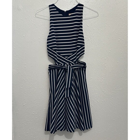 Anthropologie Hutch Womens Kinsley Striped Cutout Dress S Blue Stripe Nautical - Picture 1 of 9